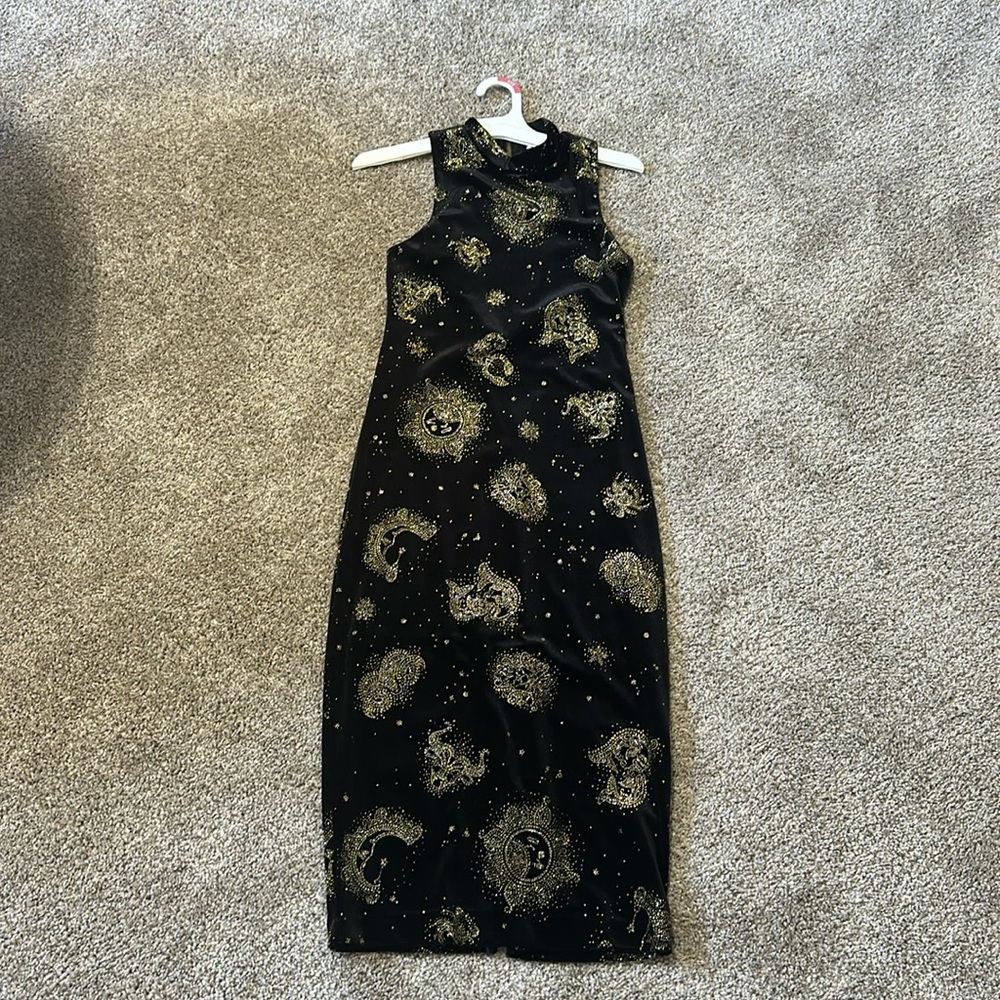 Ecote Zodiac Velvet Mock-Neck Midi Dress sold out everywhere